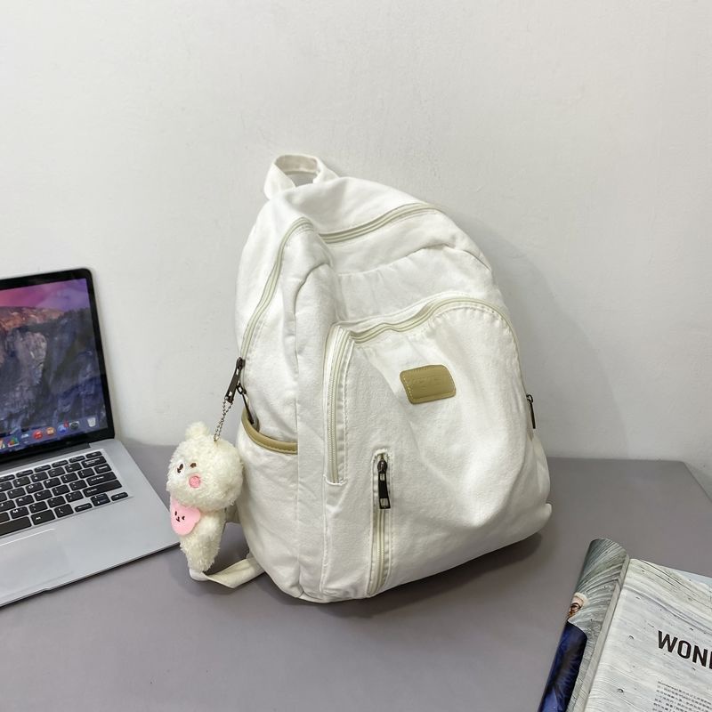 Tas Kanvas Wanita Malas Angin Jatuh Ransel Kapasitas Besar Siswa Sekolahnya♘Seraser Jepang Dicuci Kanvas Ransel Wanita Sederhana Serbaguna Tas Sekolah Tinggi Retro Jatuh Harajuku Gaya Tas Travel