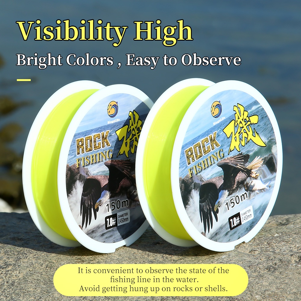 Bingolife Jepang Rocky Fishing Line 150M Semi Mengambang Air Luya Pancing Tahan Aus Halus Casting Nilon jalur Utama