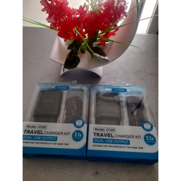 Travel Charger FOOMEE ORIGINAL 100 % CC05 Type C Dual USB Output Fast charging