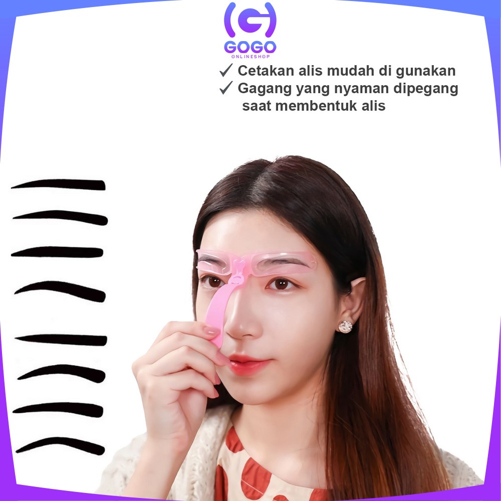 GOGO-K49 Cetakan Alis 8 IN 1 Wanita Eyebrow Template Alat Cetakan Alis Korea Delapan Model / Alat Cetak Gambar Alis