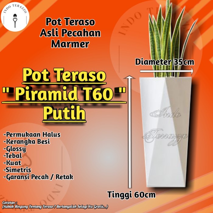 INDO TERAZZO POT BUNGA TERASO MARMER TIPE PIRAMID - POT MARMER - POT BESAR TERASO MARMER