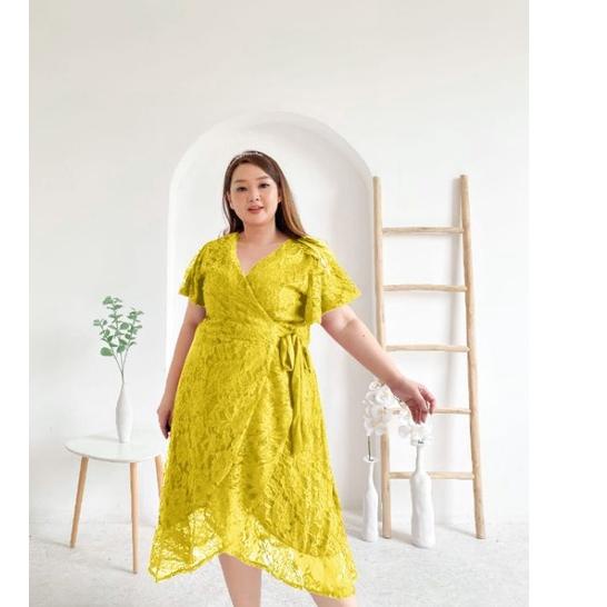 New Stock CALLISTA Dress Bigsize Brokat Update | Dress Jumbo Wanita | Dress Pesta Jumbo