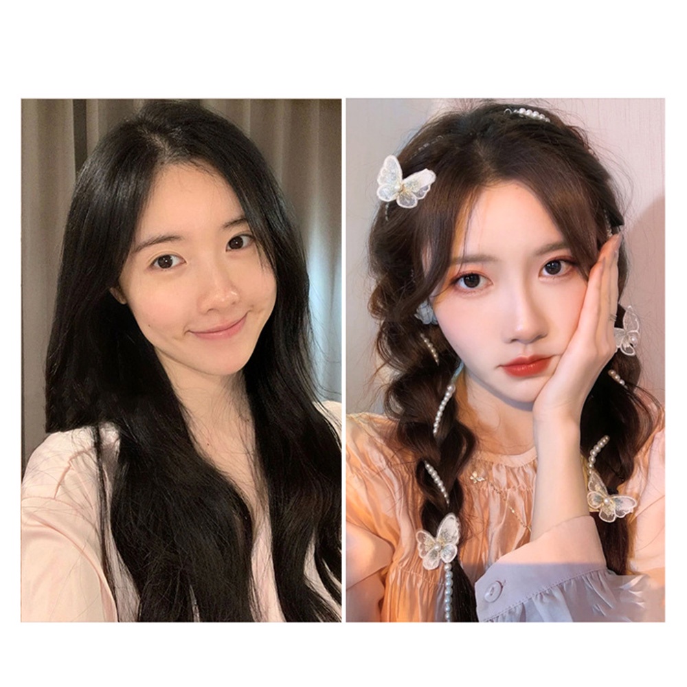 1pc Wig Rambut Ekstensi Model Kepang Ekor Kuda Dengan Jepit Kupu-Kupu Gaya Hip Hop Punk Untuk Wanita Butterfly