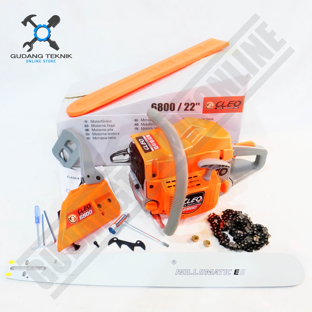 Mesin Gergaji Kayu Chainsaw 22&quot; CLEO 6800 Bar Laser / Mesin Chain Saw Pemotong Kayu 22 Inch CLEO 6800