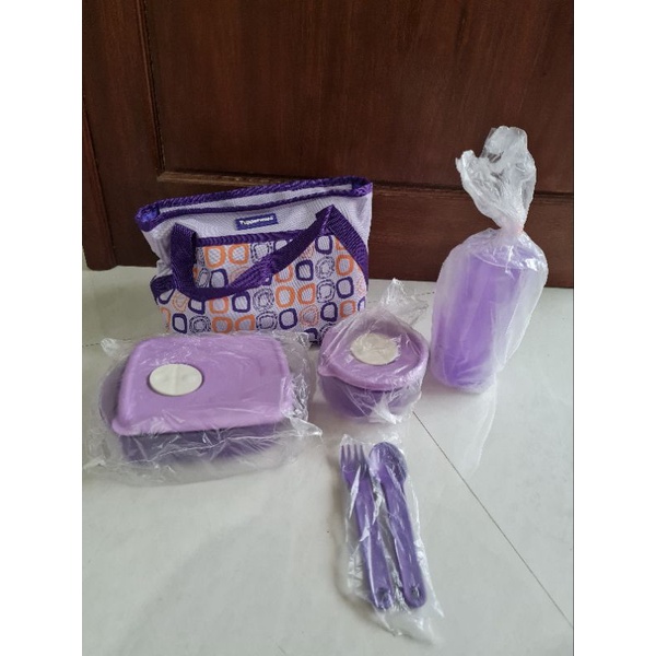 cosmo violet complete set tupperware ungu lunch box