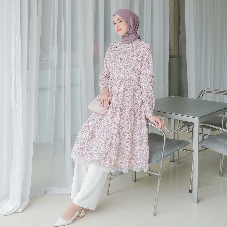 Le Khari Vienna Tunik Busui Tunik Bahan rayon crinkle + tulle Size S-XL