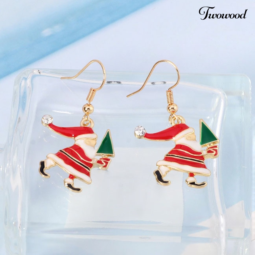 Anting Hook Liontin Santa Bahan Alloy Untuk Wanita