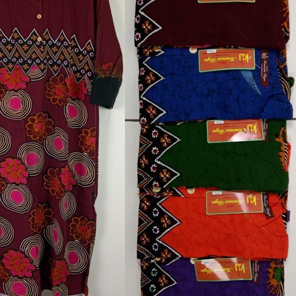 Daster Kencana Ungu Lengan Panjang Pola Label Coklat