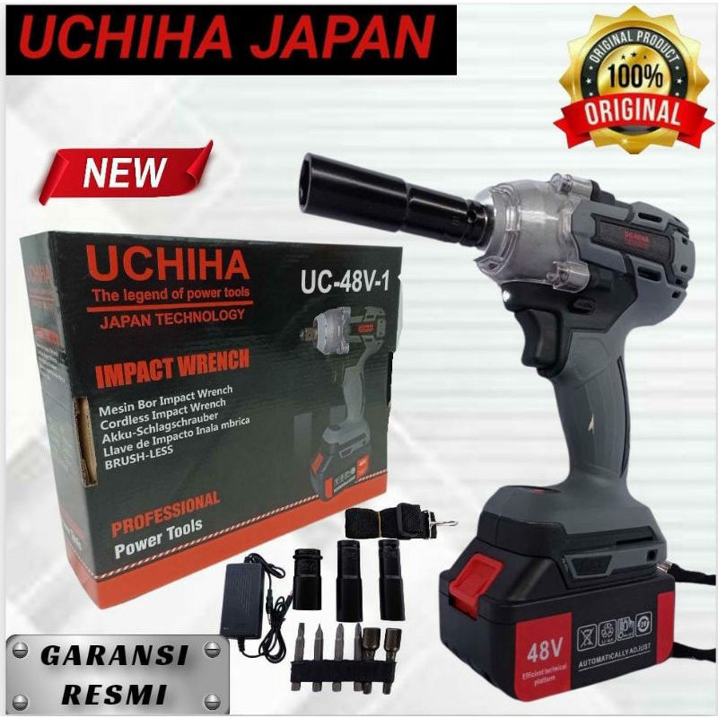 Impact Wrench Mesin Bor Pembuka Baut Roda Mobil Motor UCHIHA Baterai Cordless
