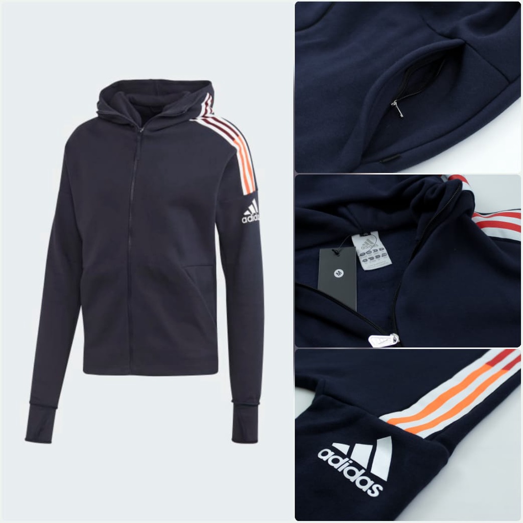 HOODIE ADIDAS ZNE WOVEN navy | JACKET FULL ZIPP ADIDAS GRADE ORIGINAL | JUMPER HOODIE PRIA WANITA RU