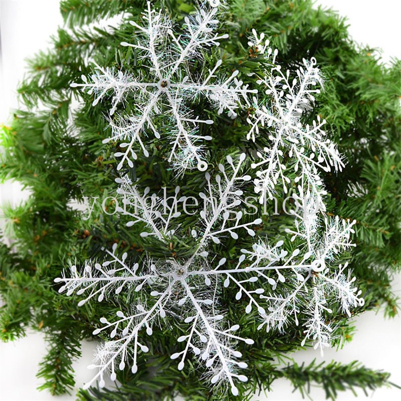 30pcs / set Ornamen Gantung Bentuk Snowflake Untuk Dekorasi Pohon Natal