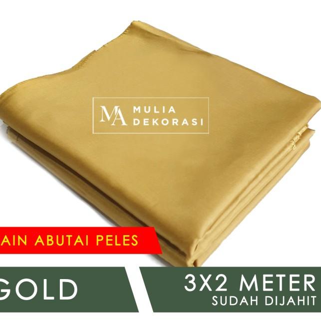 Kain Abutai Peles Dekorasi Backdrop Dijahit Nikahan Lamaran Syukuran - Putih, Kain + Tali