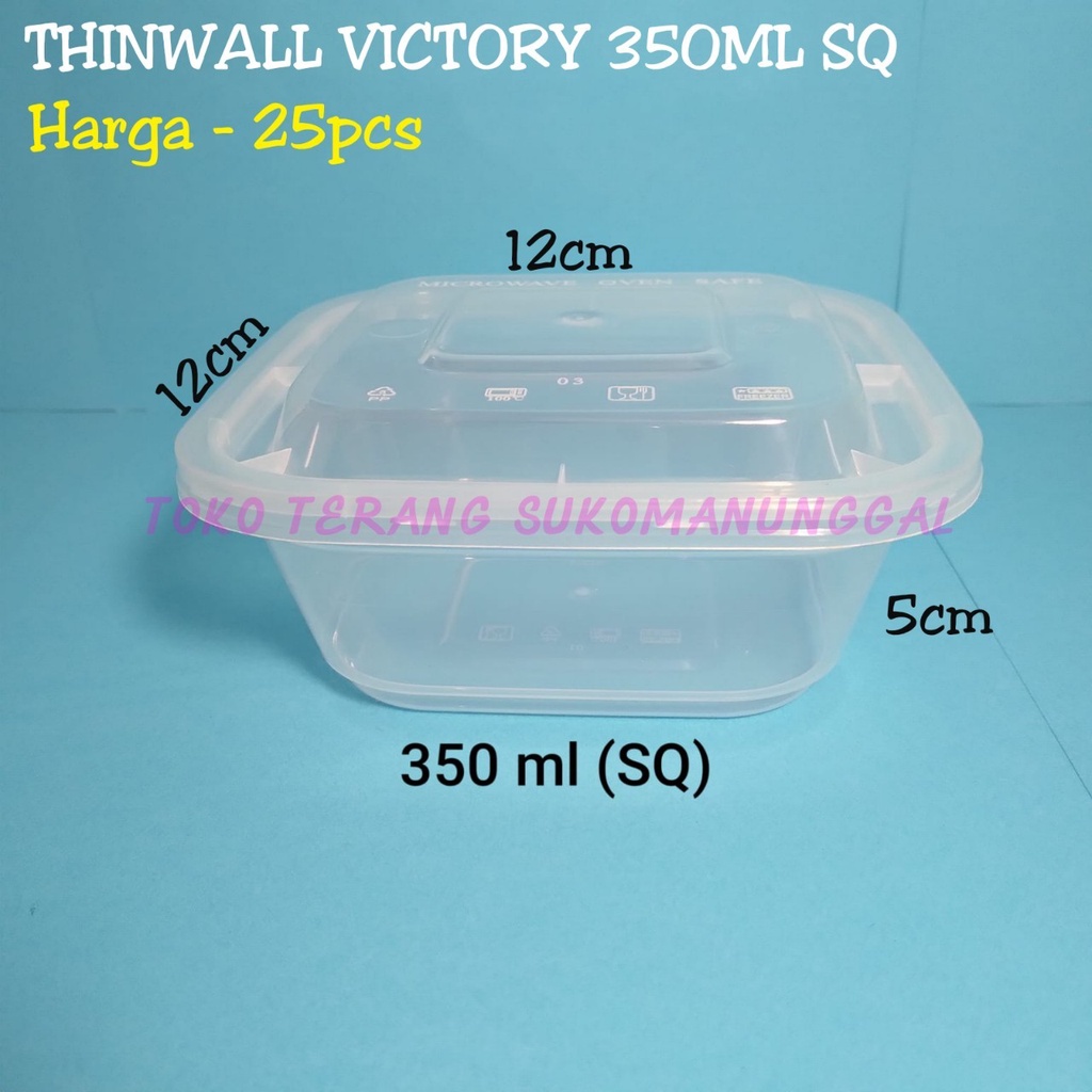 Thinwall food container 350ml kotak SQ/ Cup salad 350ml / Cup puding / Dessert box