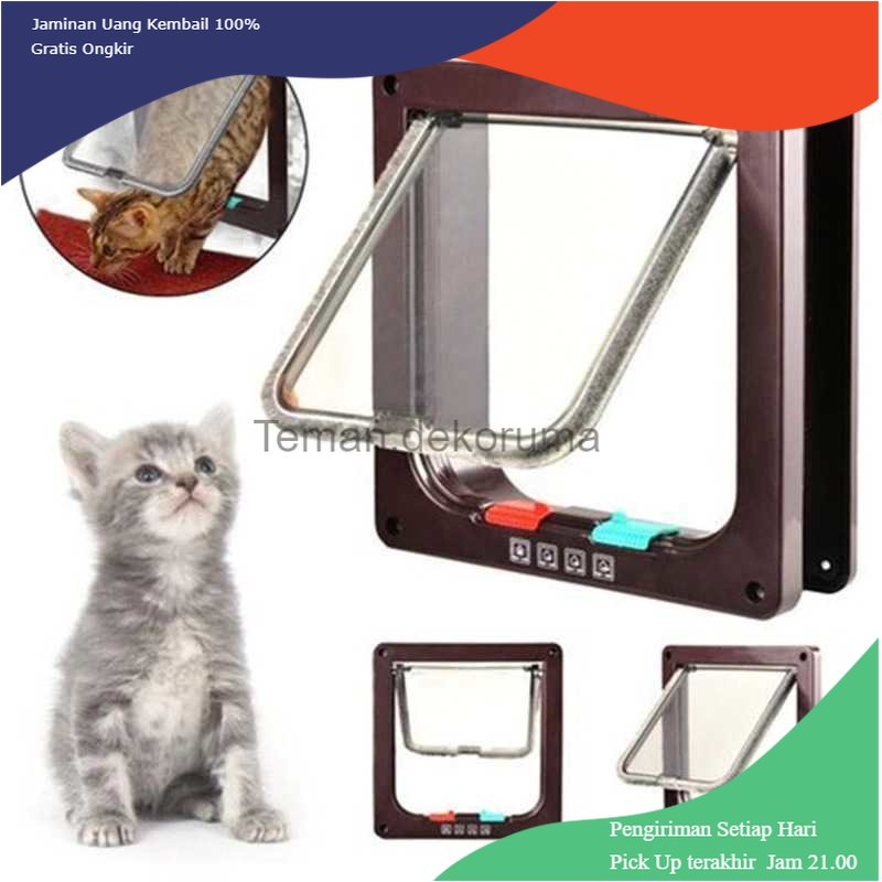 TD - PR KOVELY Lubang Pintu Kucing Anjing Flap Door 4 Way Lock Size M - CFB34