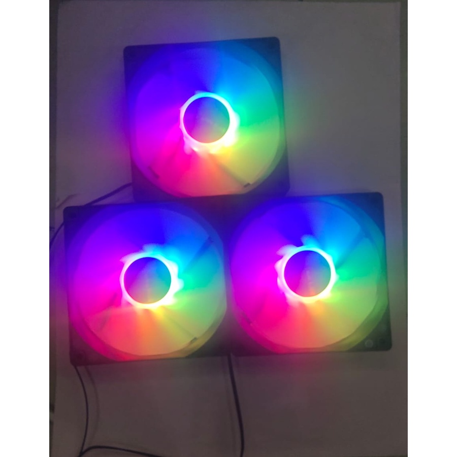 FAN Casing Komputer 120mm POWER UP LOOP FL-02, LED RGB Fixed Fan Casing 12cm