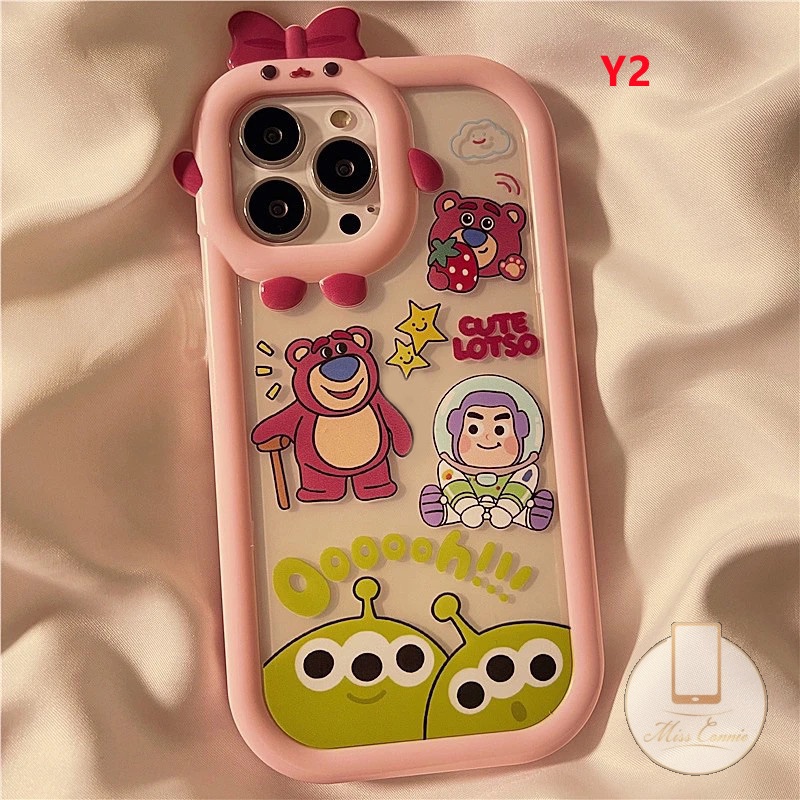 Casing Toy Story Phone Case Redmi9 10 A1 A1 A1+ 10A 9T 10C 9A 9C NFC Note11 Pro +10 9 8 Kreatif 3D Bow-knot Little Monster Lens Case Shockproof Soft Back Cover Untuk Redmi PO CO M3