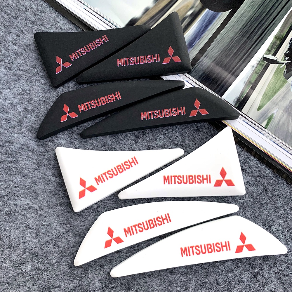 Mitsubishi RALLIART Stiker Perlindungan Sudut Pintu Mobil Anti Tabrakan Silikon Gores Logo Karet Lancer 9 EVO 10 Outlander 3 Asx L200 Pajero