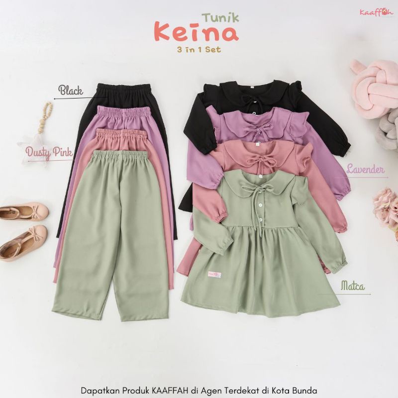 ✅ SETELAN COUPLE BAJU TUNIK CELANA ANAK MUSLIM PEREMPUAN KAAFFAH KEINA SERIES