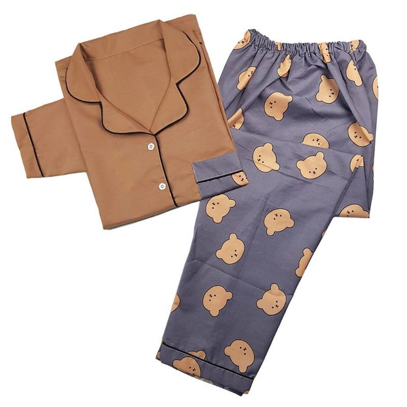 SETELAN BAJU TIDUR WANITA - PIYAMA ONE SET CUTE BEAR