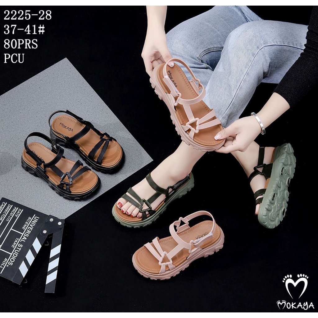 Sandal Let Gunung Jelly Karet Wanita Tali Sambung Segitiga Sol Tebal Casual Keren Elegant Import Mokaya / Size 36-41 (2225-28/2225-21)