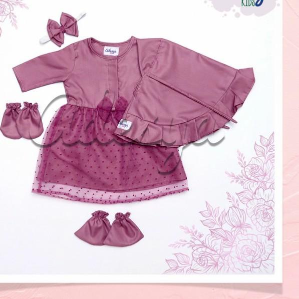 Baju muslim bayi perempuan/gamis newborn Navy - Alika Navy, Newborn