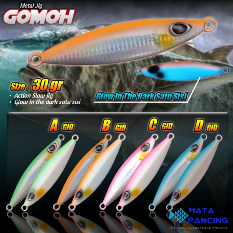 Umpan pancing metal jig gomoh 30gr gid glow in the dark satu sisi