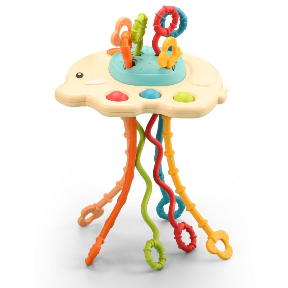 【 ELEGANT 】 Mainan Tumbuh Gigi Lucu Silikon Hadiah Anak-Anak Montessori Tarik String Perkembangan Sensorik Jari Grasp Training Anak Laki-Laki Anak Interaksi Fidget Toys Develops Cognitive Toy