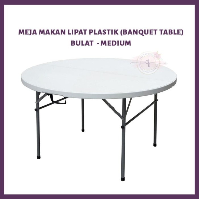 Kus Meja Makan Lipat Plastik Serbaguna Persegi Panjang Bulat Round 150Cm