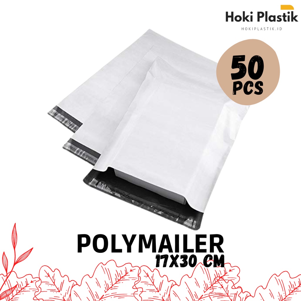 POLYMAILER 17x30cm (ISI 50pcs) WARNA PUTIH SILVER HITAM PLASTIK PACKING OLSHOP LEM PLASTIC AMPLOP KEMASAN BAJU CELANA ASESORIS HIJAB MOTIF POLOS CUSTOM SABLON PREMIUM GLOSSY TEBAL BESAR KECIL KANTONG WADAH KRESEK PRINT HD HDPE LDPE ANEKA MURAH