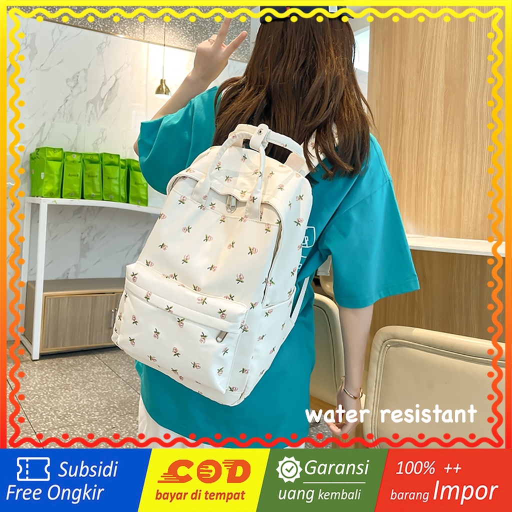 WYK137 Tas Ransel Wanita Sekolah Floral Mochila Backpack School Impor TKM