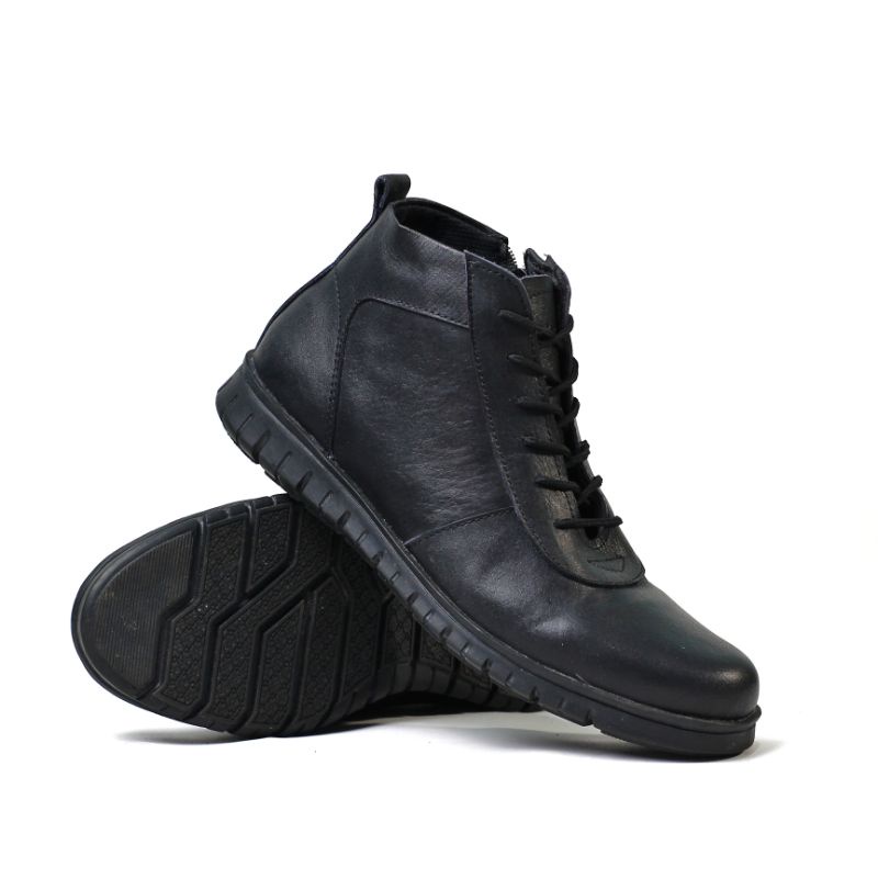 Terlaris Warka - Cavan Sepatu Boot Pantofel Pria Resleting Kulit Asli - Hitam