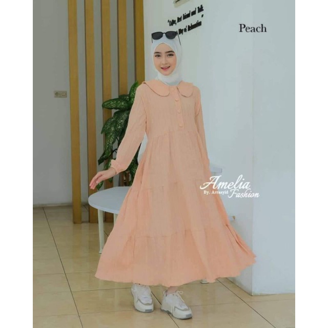 MIDI DRESS LADY CRUSH TERBARU ORI AMELIA FASHION GAMIS VIRAL KEKINIAN