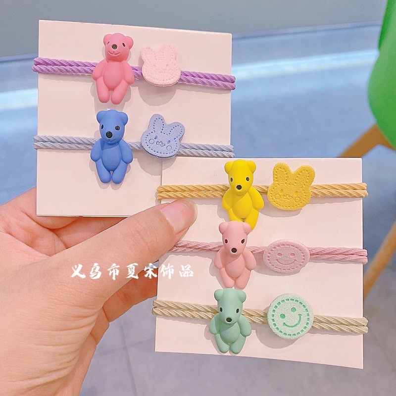 Delunashop (1 PC) Ikat Rambut Korea Karakter beruang bear / Karet Rambut Lucu / Kuncir Rambut Import