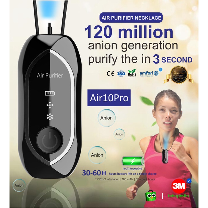 TERLARIS Kalung Ion AIR10PRO Wearable Personal Mini Air Purifier rechargeble