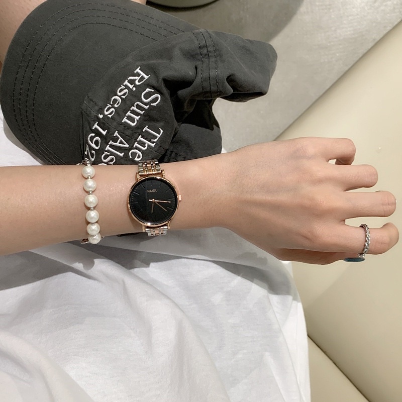 KOOLEY Jam Tangan naidu Wanita Analog Model Ulzzang Korea Terbaru Bulat