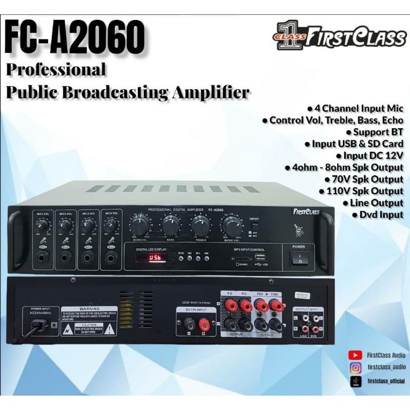 Ampli Toa firstclass FC A2060 120watt Power Amplifier Toa untuk masjid / musholla