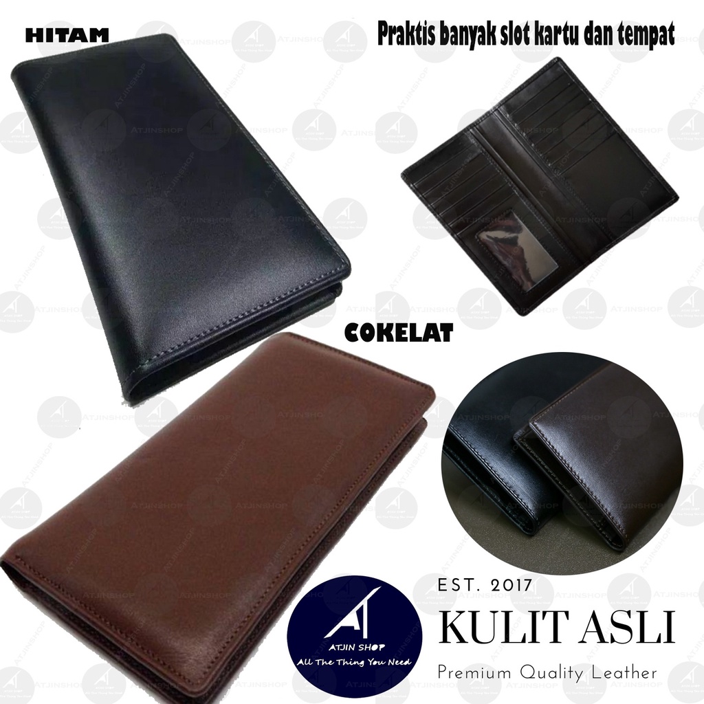 Dompet Pria Wanita Kulit Asli Model Panjang [Kulit Sapi] [ 2 Warna ]