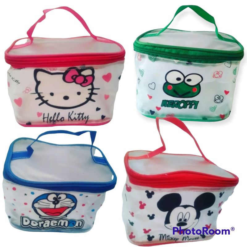 Washbag Tas Kosmetik Plastik Mika Transfaran Ukuran 17x13x12