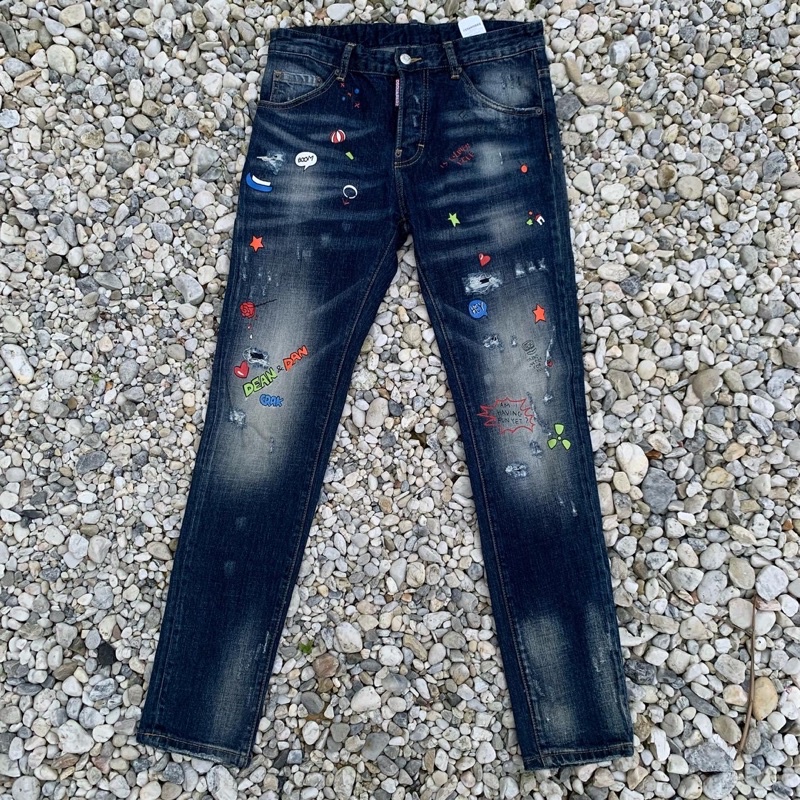 Celana Panjang DSQUARED2 Jeans Denim Ripped printed style Made in italy Bekas Original