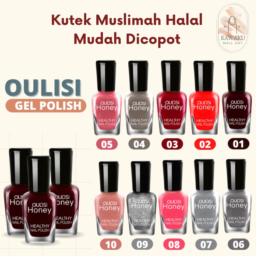 Kutek HALAL OULISI Honey Nail Polish Water Based 40 Warna