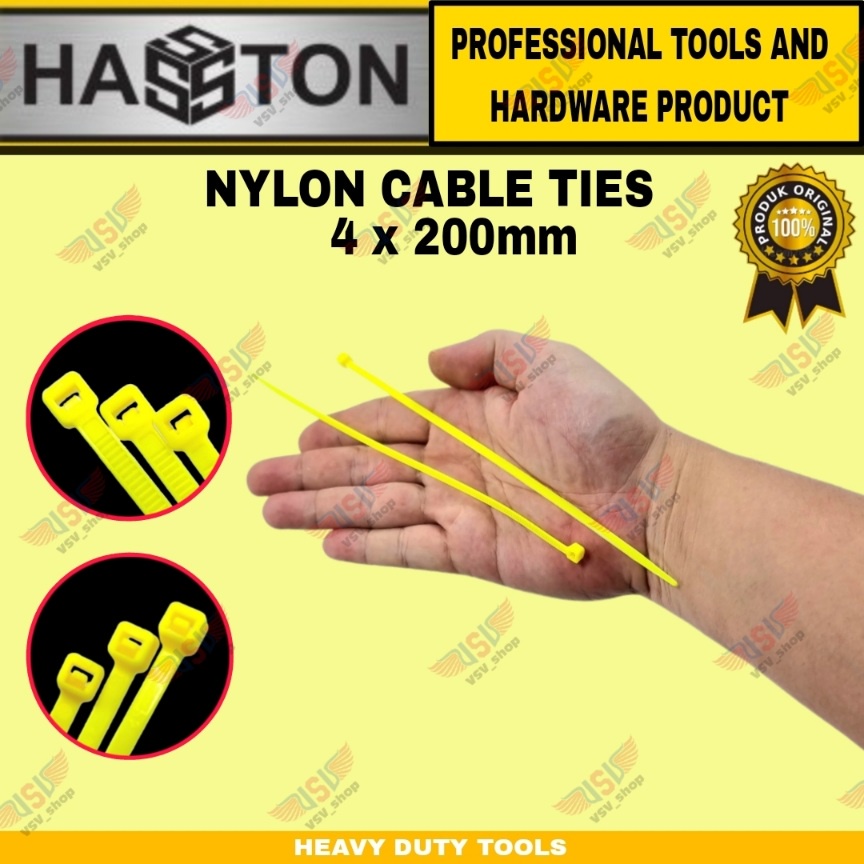 Hasston Kabel ties 4x200mm kuning 4580-123 Nylon Cable ties