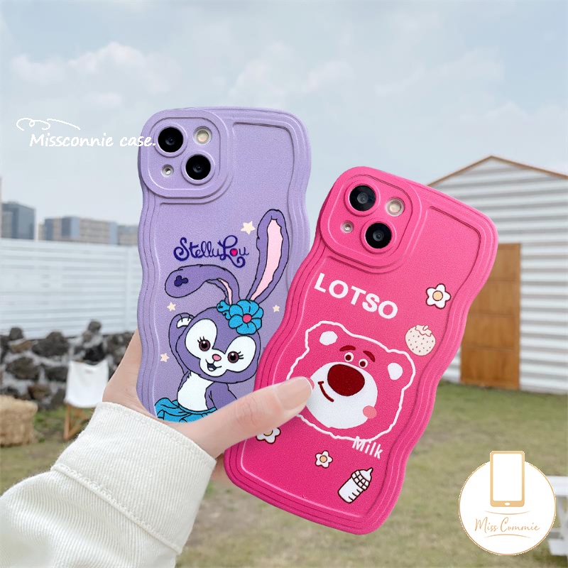 Casing Untuk Samsung A04E A12 A04 A13 A50s A53 A04s A14 A03 A03s A50 A32 A23 A22 A52 A52s A02s A21s A30s A33 A20 A11 A51 M22 A31 Cute Strawberry Bear StellaLou Soft Wavy Edge Case