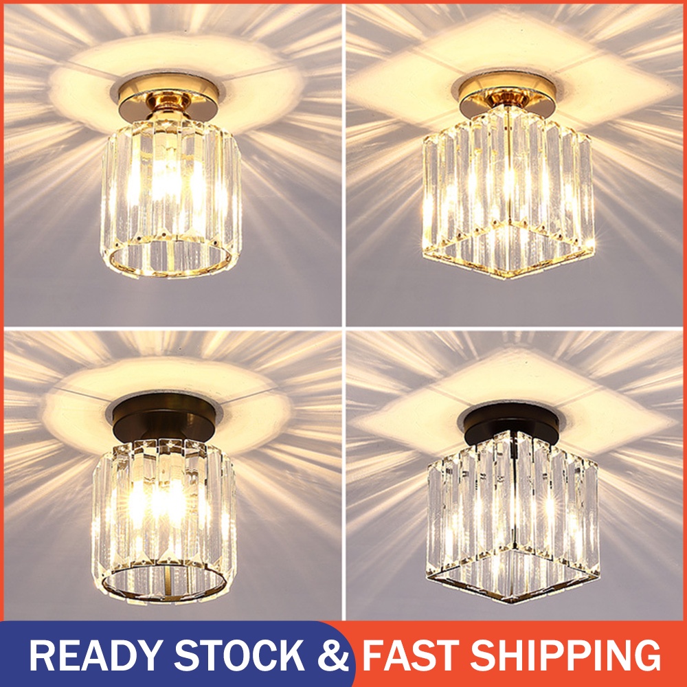 Lampu Kristal Plafon Rumah Lampu Ceiling Kristal Kotak Modern Crystal Round Ceiling Lamp