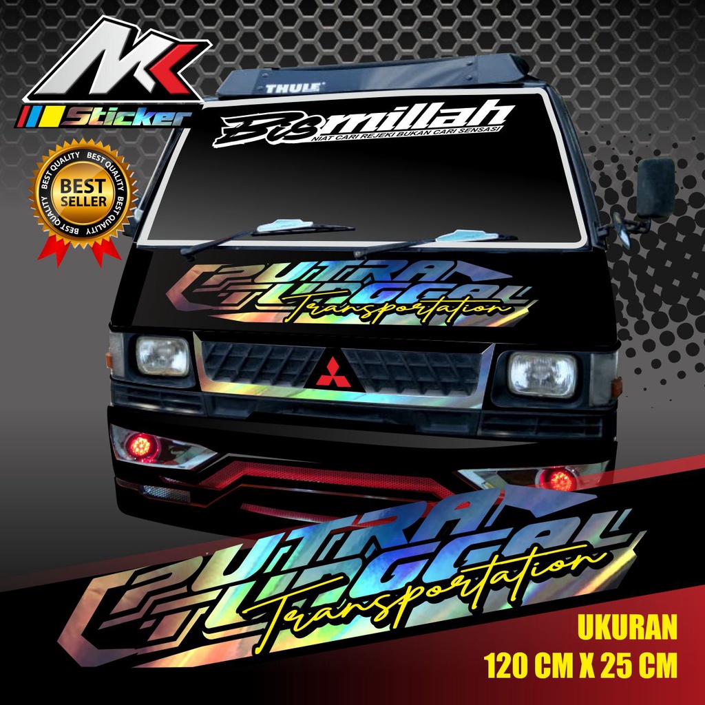 STICKER TULISAN NAMA DEPAN HOLOGRAM MOBIL PICK UP STIKER DADA DEPAN STICKER KACA