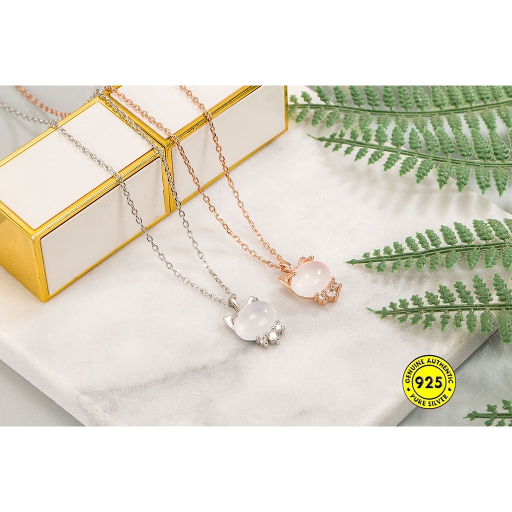 Kalung Rantai Dengan Liontin Kucing Aksen Batu Zircon AAAA Untuk Wanita U1391