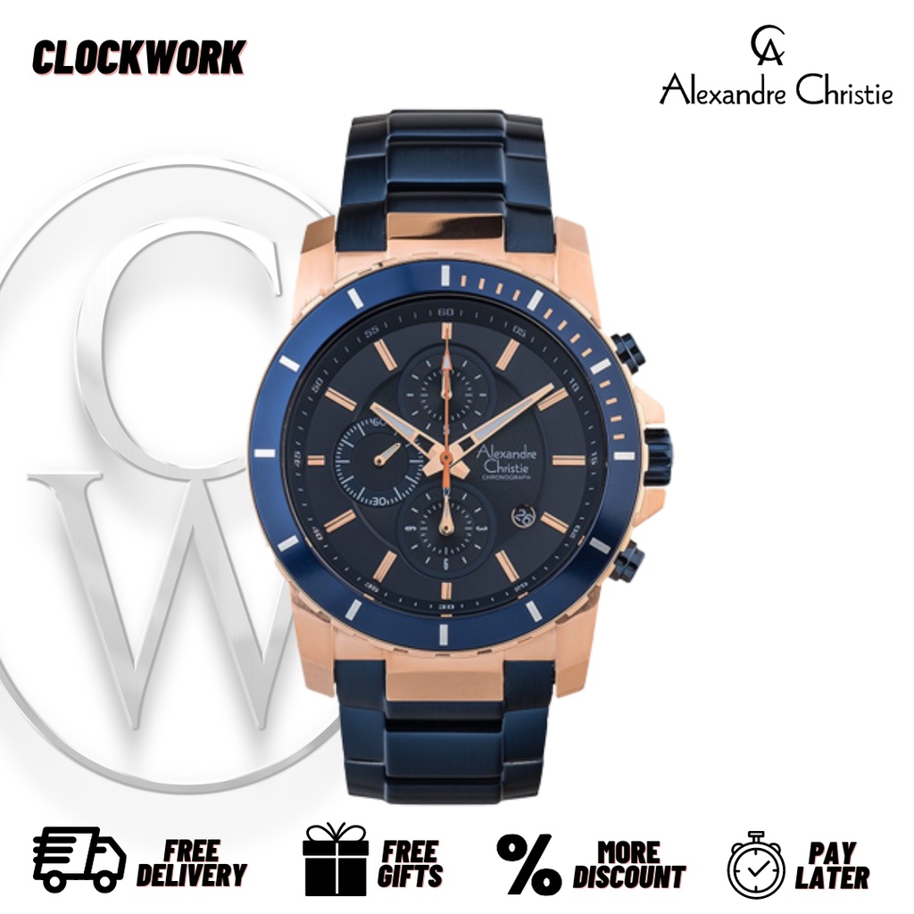 Jam Tangan Pria Alexandre Christie AC 6141 MCBURBU Rantai ORIGINAL