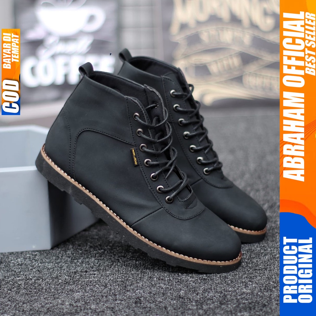 ABRHM x BARA Sepatu Boots Casual Pria Kulit Sintetis Kasual Boot Kerja Cowok Original