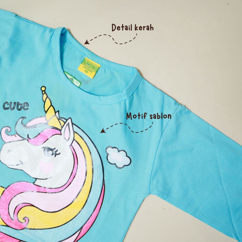 KJ Motif Cute Unicorn / Setelan Baju Celana Piyama Anak / Bayi Perempuan  Usia 2 - 8 tahun