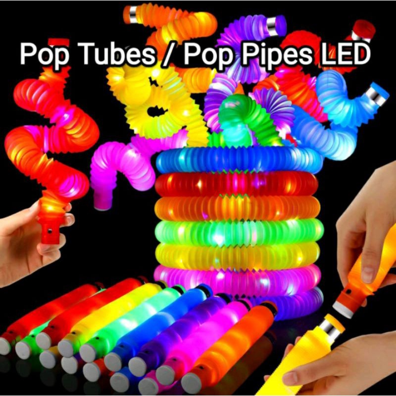 POP TUBE LED FIDGET TOYS POP PIPES PIPA LAMPU MAINAN ANAK TERBARU