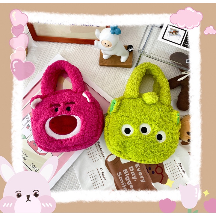 PLUSH WINNIE Bear Bag Bulu Hand Bag Cute Korean Style Pooh Lotso Monster Inc Karakter Kartun By Chikoisme NR